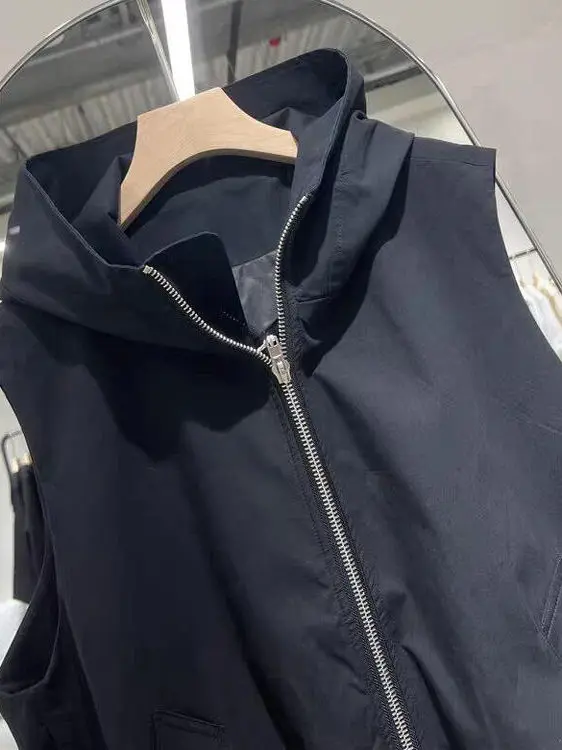 

Lightweight Loose Fit Hooded Vest Jaet for Women Spring Summer Thin Sle Casual Workwear Faionable Outerwear Vest
