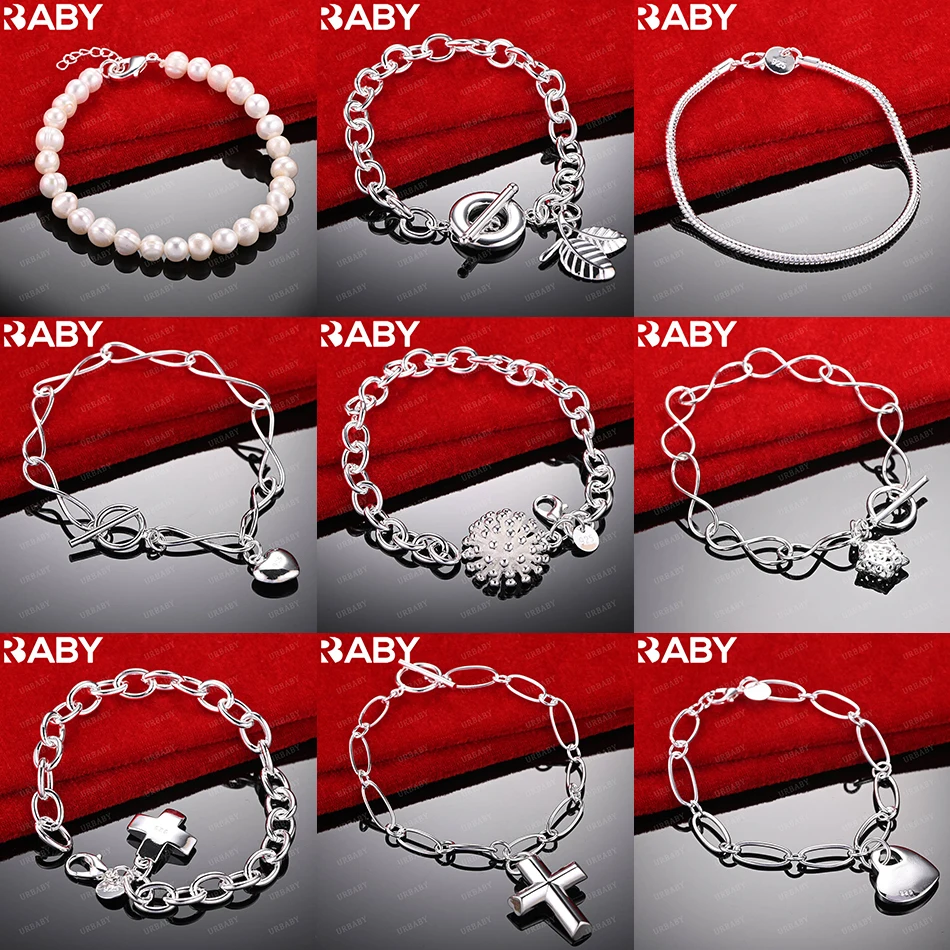 

URBABY 925 Sterling Silver Design Bracelets For Women Men Charm Trend Birthday Gifts Fashion Party Fine Jewelry