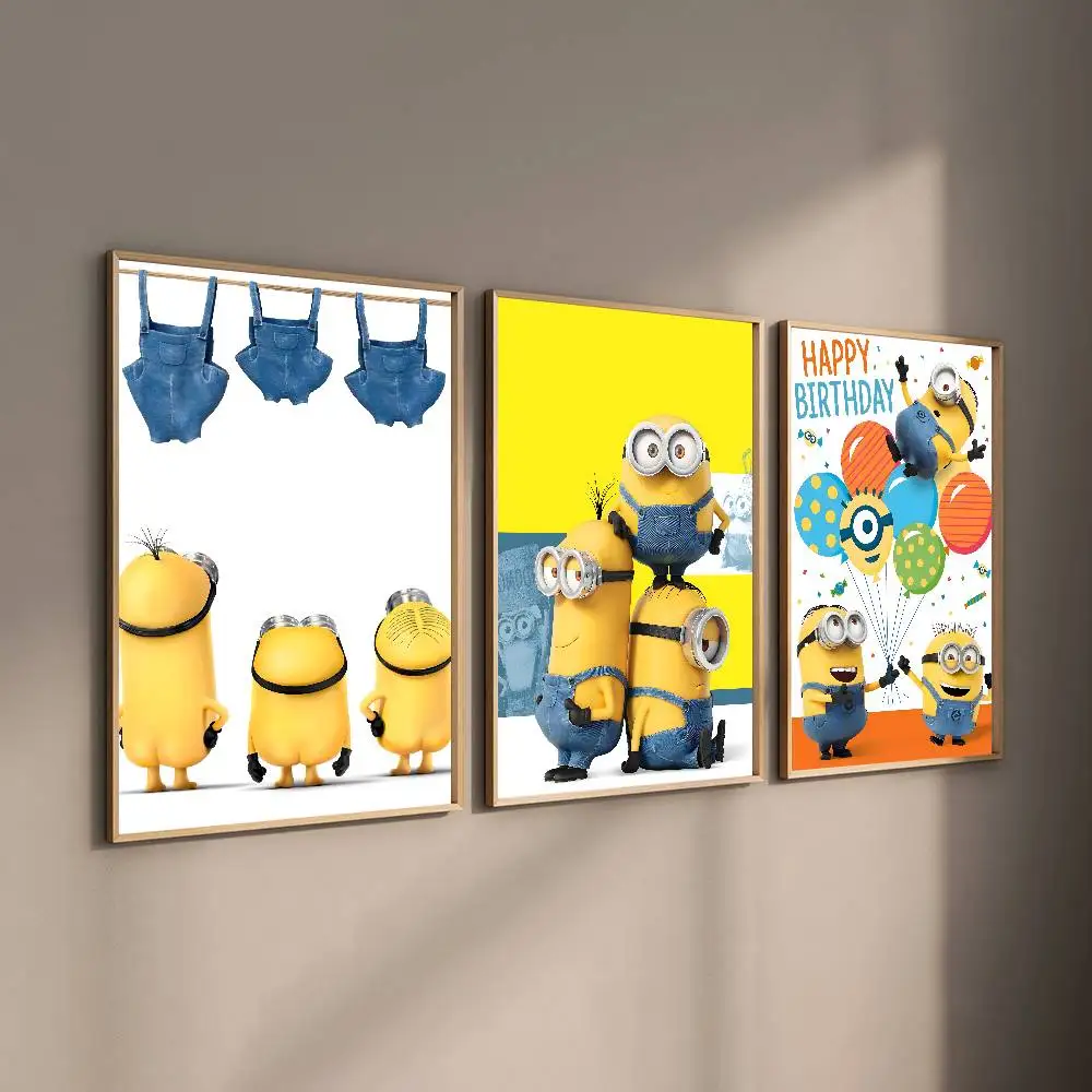 Kawaii M-Minions لطيف الكرتون المشارك غرفة المعيشة المنزلي غرفة نوم بار المدخل لزجة جدار الفن الطباعة مقاوم للماء ديكور جمالي