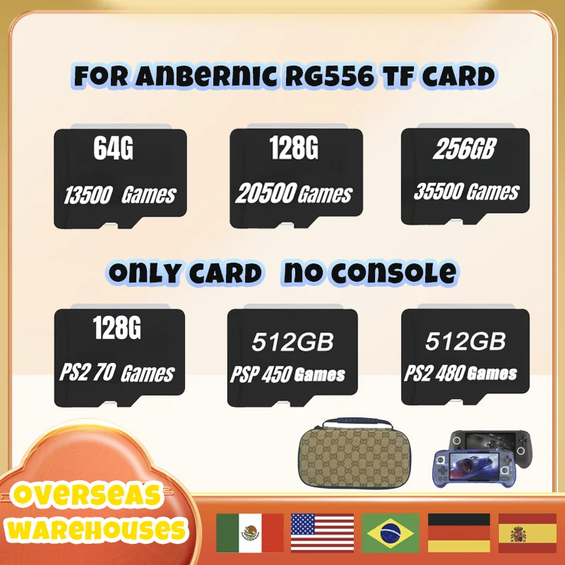 

For Anbernic Rg556 Tf Card Portable Ps2 Handheld Game Console 80000 Games 512g Plug&play Pre-install Retro Games Memory Card