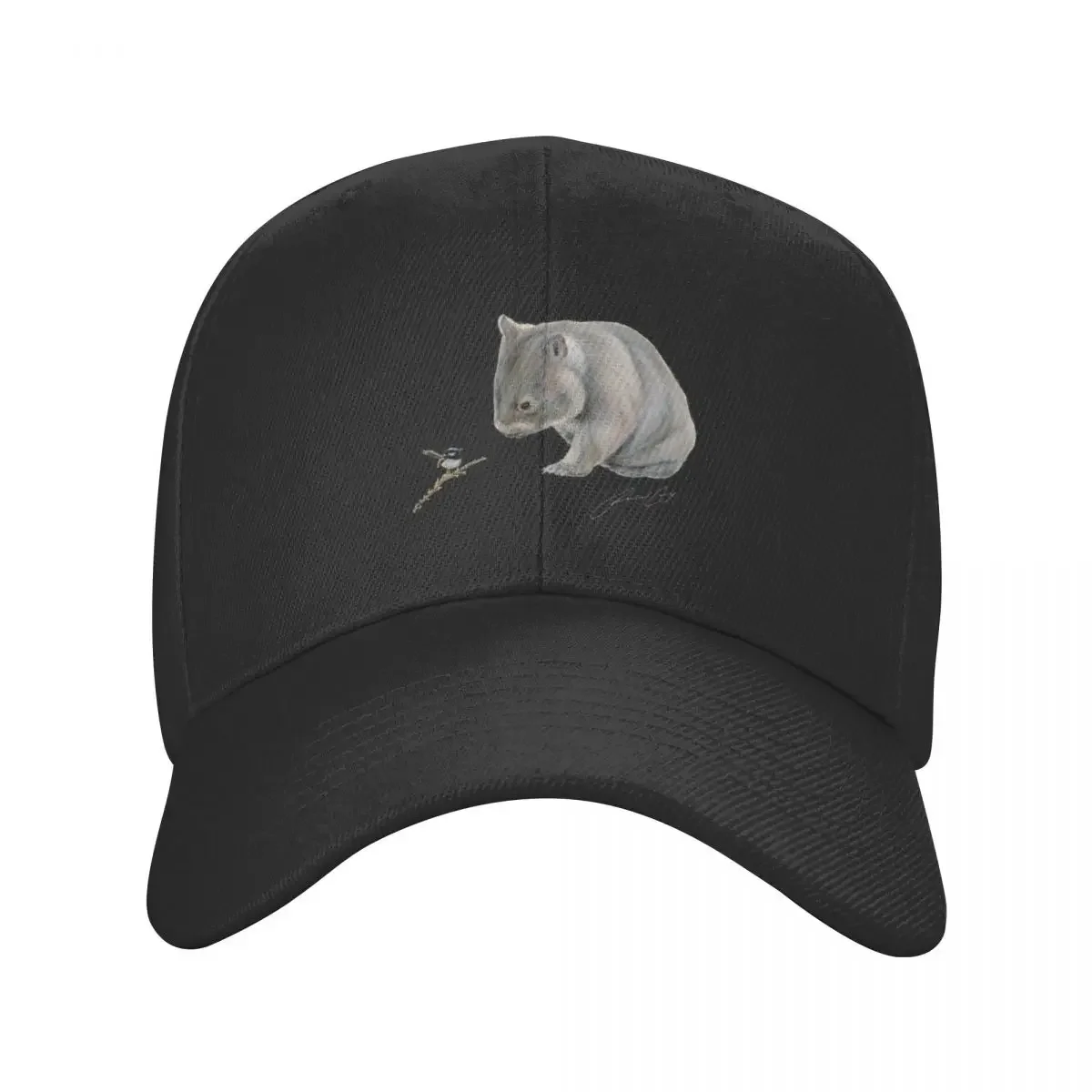 Wombat and Blue Wren Friends with signature. Superb blue fairy wren. Baseball Cap Hood Rugby Baseball Men Women's