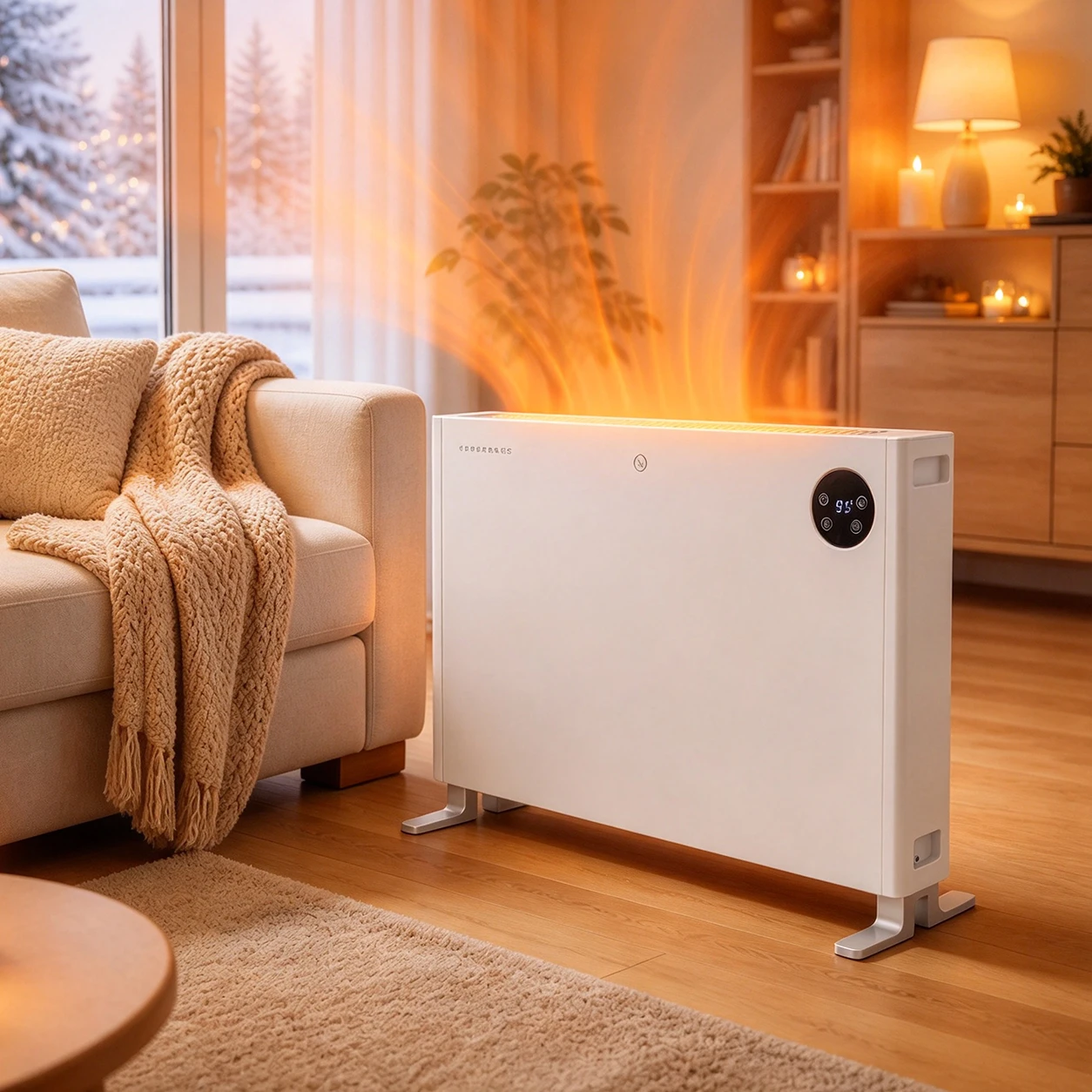1500W Convection Space Heater, Portable Electric Panel Heater, Remote Control & Adjustable Thermostat, Quiet Freestanding Indoor Room Heater for Bedroom, Living Room, Bathroom, Office