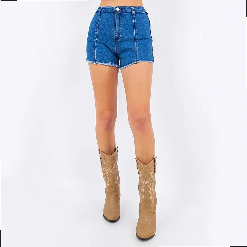 Women Denim Shorts Hot Pants Star Patchwork Spring Summer High Quality