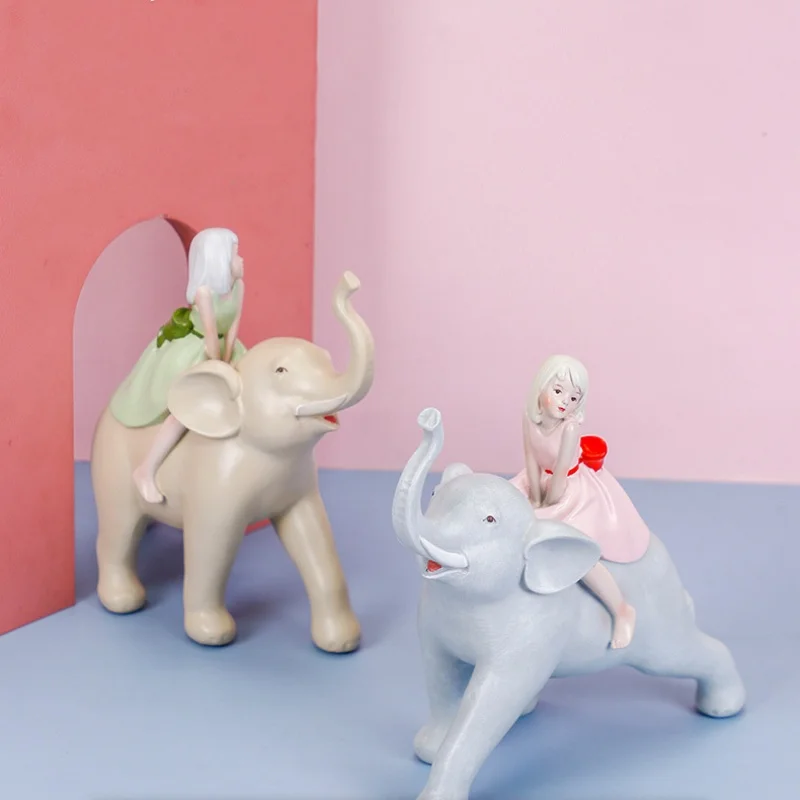 

Modern Elephant Riding Girl, Nordic Character Figurines, Sweet Home Decor, Arts and Crafts, Bubble Gum Girls Decor,Birthday Gift