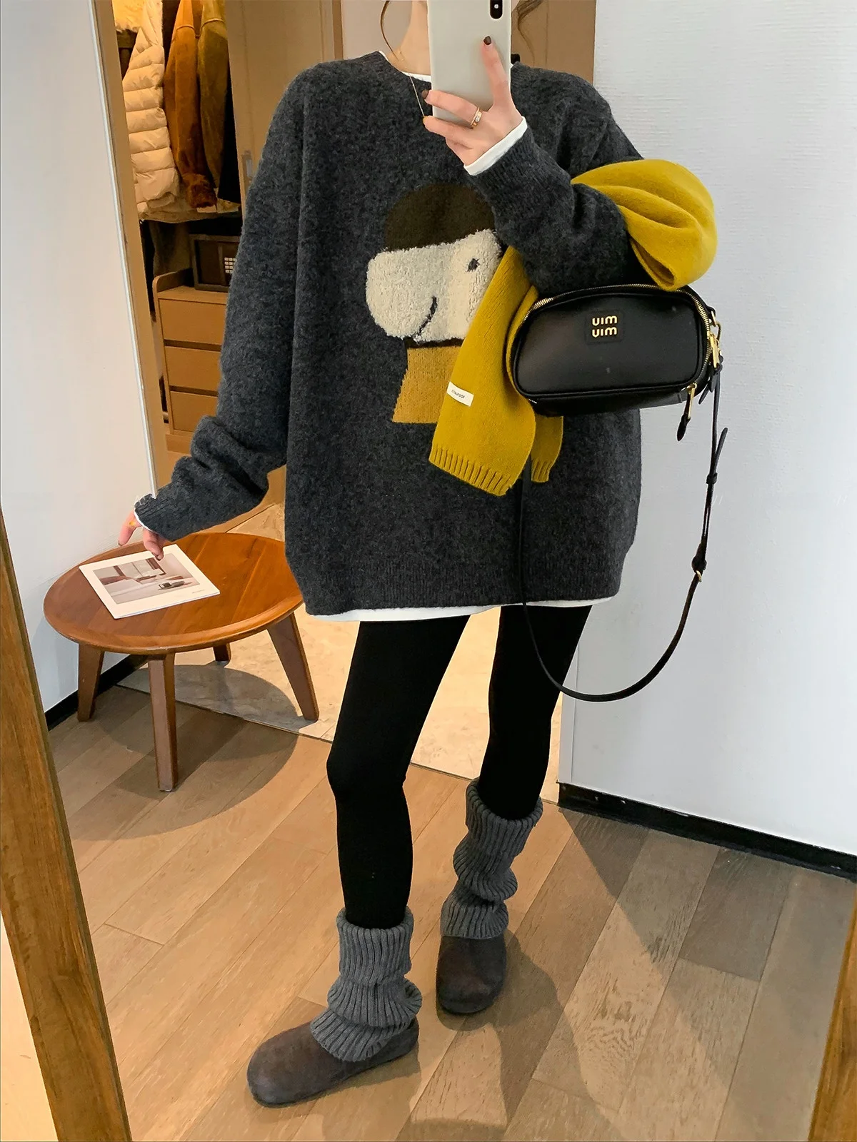 

ay Long Sve Cartoon Knitted Sweater Women's Loose Lazy Sle Thiened Winter New Arrival Warm Soft round Ne Top