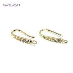 14K Gold Plated Brass Metal Inlaid Zircon Earring Hooks Fittings U Shape Ear Wire Hook Accessories DIY Jewelry Making Findings