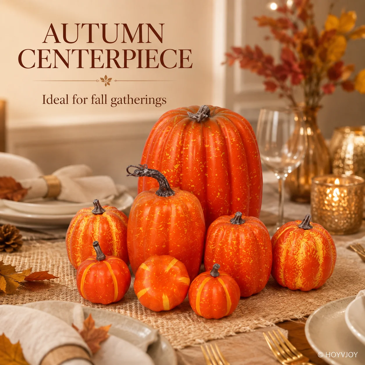 7pcs Pumpkin Autumn Decor Outdoor Orange Foam Plastic Fake Artificial Pumpkin Halloween Harvest Festival Home Table Decor - view 4