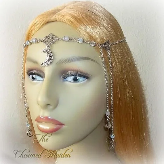 Celtic Moon Headdress Pagan Headpiece Wicca Moon Circlet Moon Goddess  Head Chain