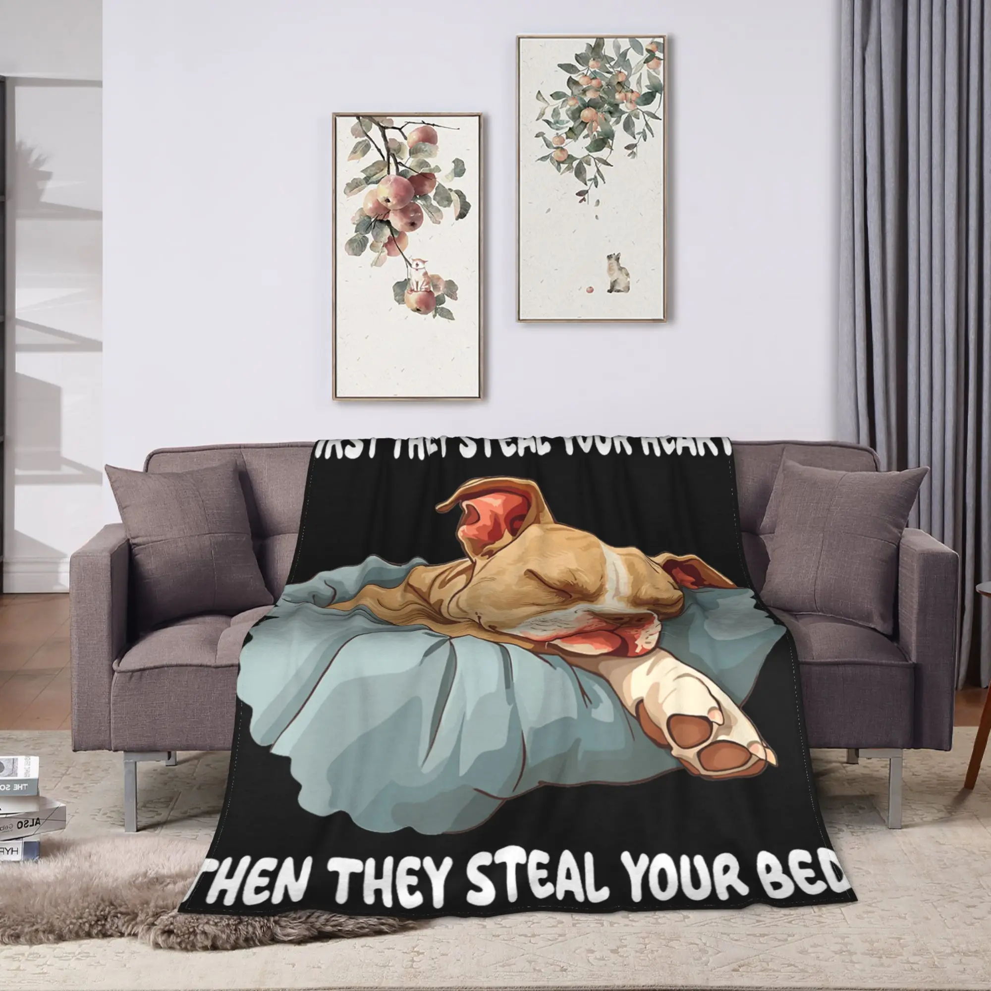 Cozy Blankets Picnic Pitbull Sleeping Pajamas Nightgown Throw Blanket Pattern  Bedspread For Sofa Home