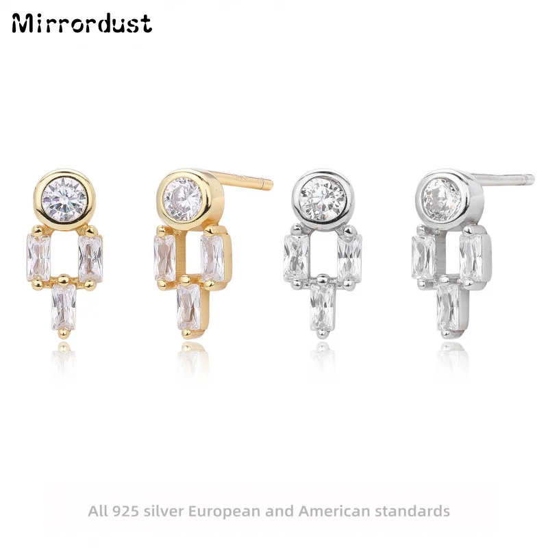 

【Mirrordust】s925 Серебряные серьги в японском стиле с индивидуальным темпераментом, свежие милые художественные серьги с инкрустацией цирконом для женщин