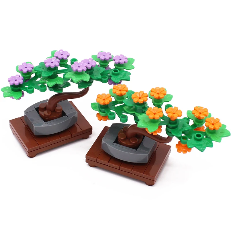 Marumine 32607 1x1 Round Plate With 3 Leaves 100PCS Building Blocks Parts MOC Bricks Tree Plant Compatible Assembles Particles