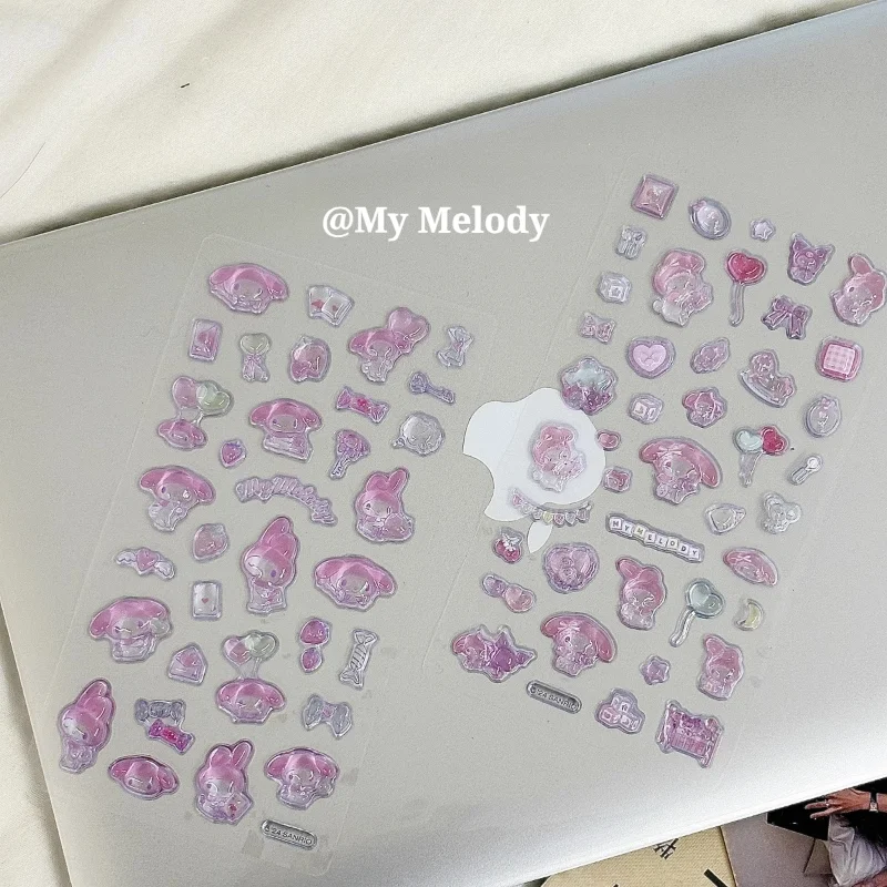 Sanrio Anime Cartoon My Melody 3D Jelly Stickers Cute Pen Camera Laptop Tablet PC Telefono Tazza Diario Valigia Decorazione Adesivo