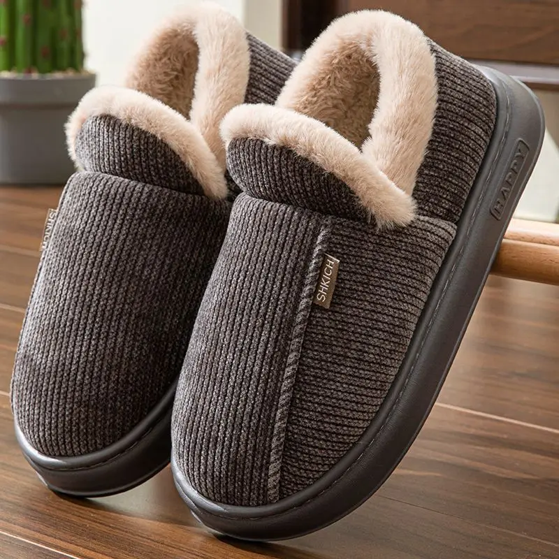 

Thick Bottom Anti-Slip Cotton Slippers for Men And Women Warm Fleece Lined Indoor Outdoor Wear Winter High Heel Home Use