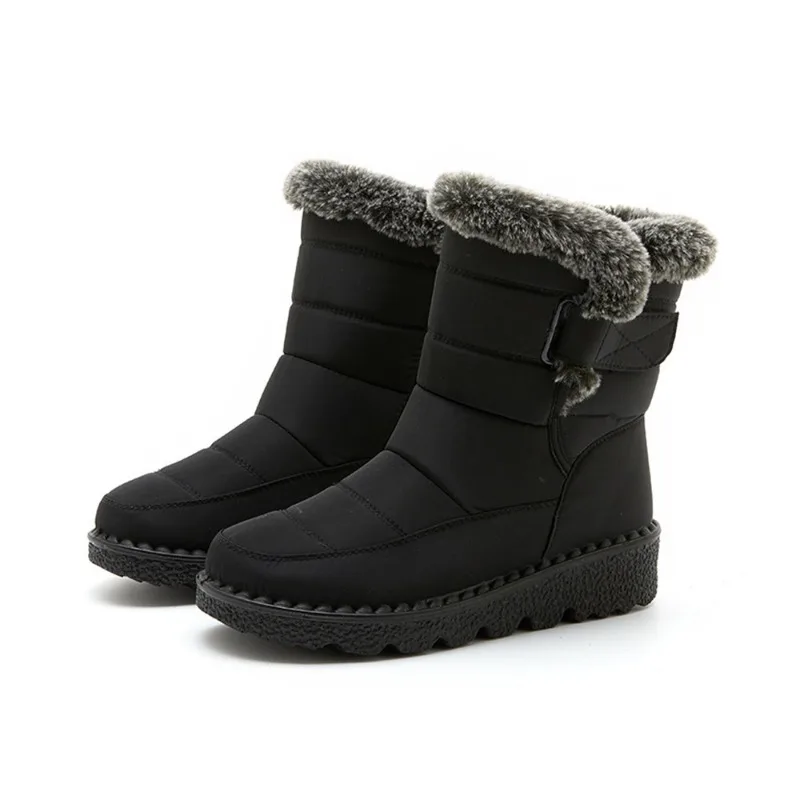 2023 New Women Waterproof Snow Boots Winter Warm Rabbit Fur Ankle Boots Female Platform Non Slip Cotton Padded Shoes Woman 35-44