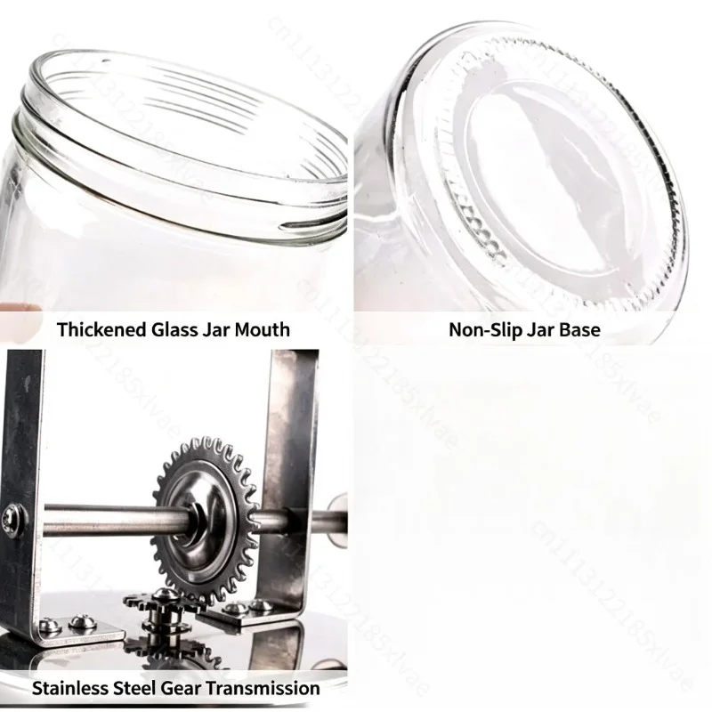 For Manual Glass Butter Churner 1000/1500ML Hand‑Crank Milk Mixer with Stainless Steel Blades for Homemade Butter & Cream Making