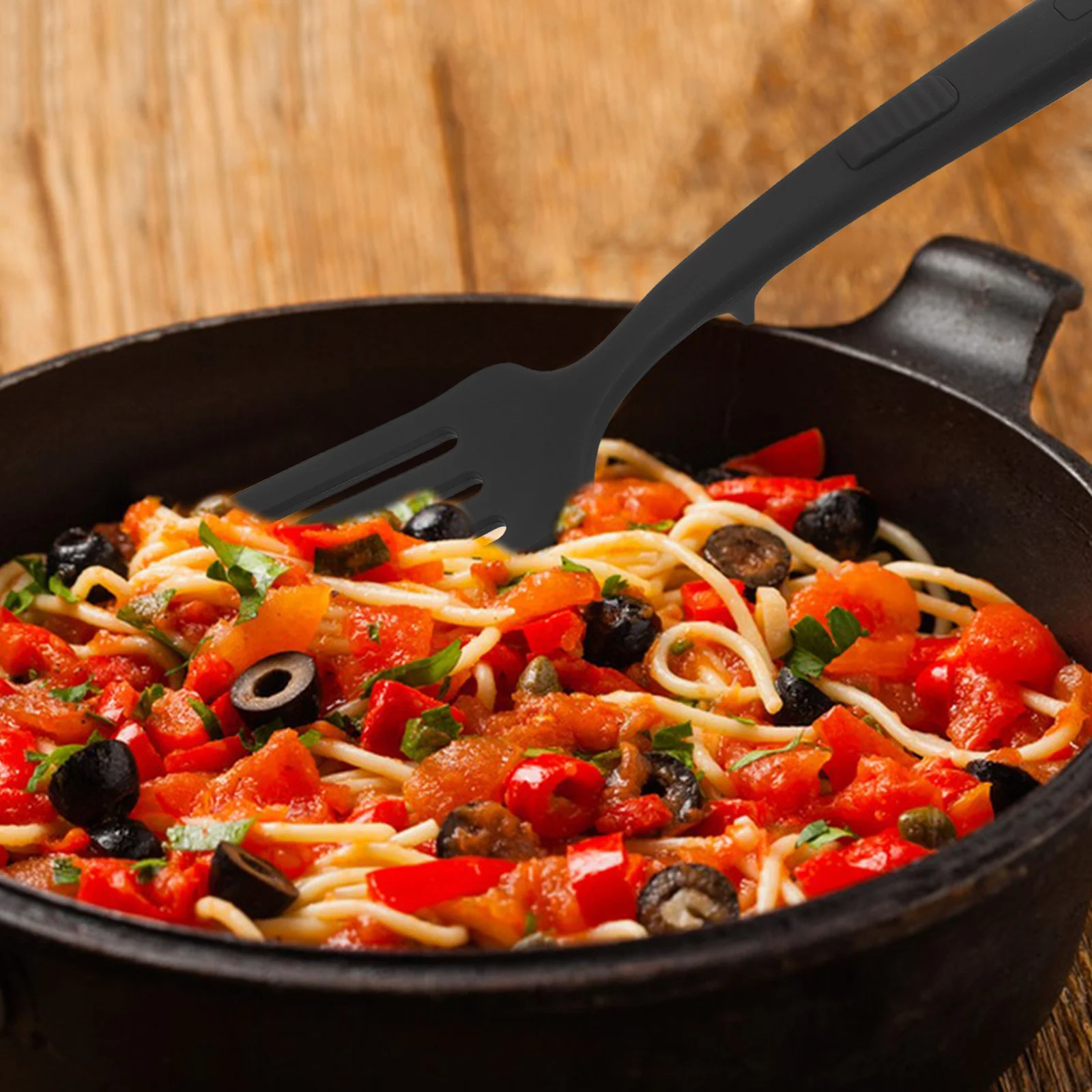 

Silicone Cooking Heat Resistant Nonstick Long Handle Kitchen Utensil For Mixing Pasta Stirring Food Mashing Ingredients