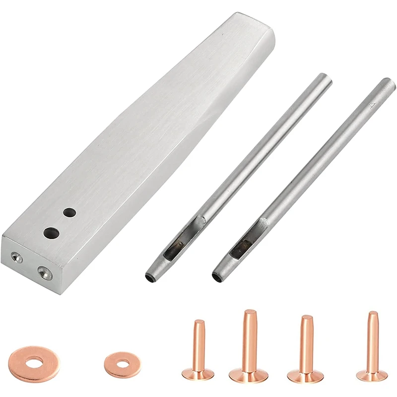 مسامير جلدية 43 قطعة مسامير ونتوءات نحاسية، 4 مقاسات برشام نحاسي ونتوءات تشكيلة