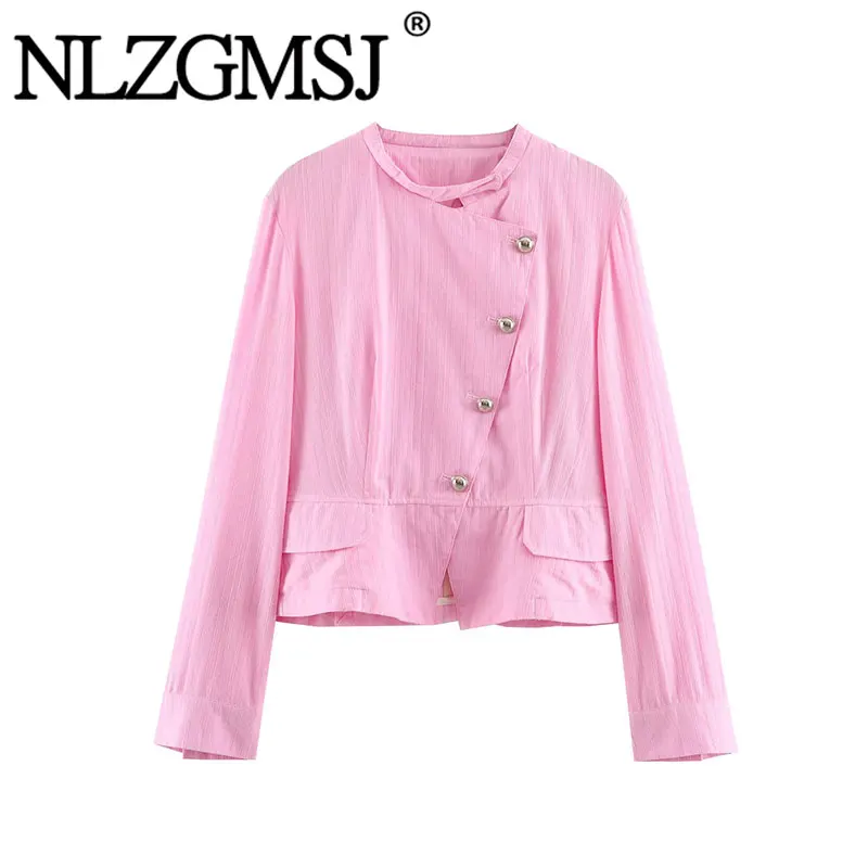 NLZGMSJ 2026 Spring Summer Trendy Women Commute Waist Slimming Jacket Fashion High Street Lady Short Jacket