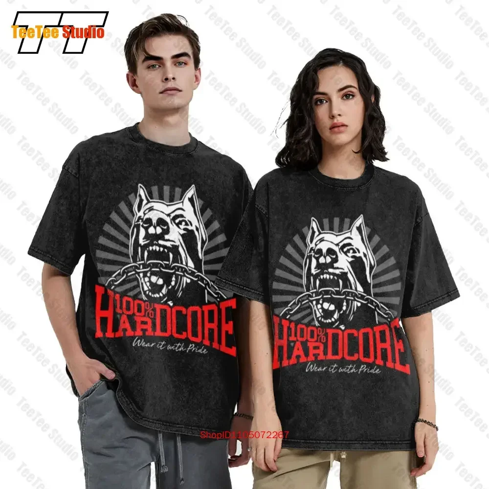 100 Hardcore Dog 305206060 Gabber Techno Partyoutfit Vintage Oversized T-Shirt Y9CM