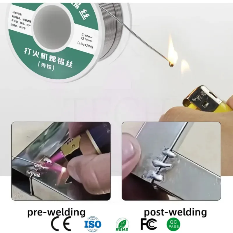 

Новая зажигалка из нержавеющей стали, одноразовая медно-железо-никелевая аккумуляторная батарея, сварочная универсальная паяльная проволока, банка 50/100 г