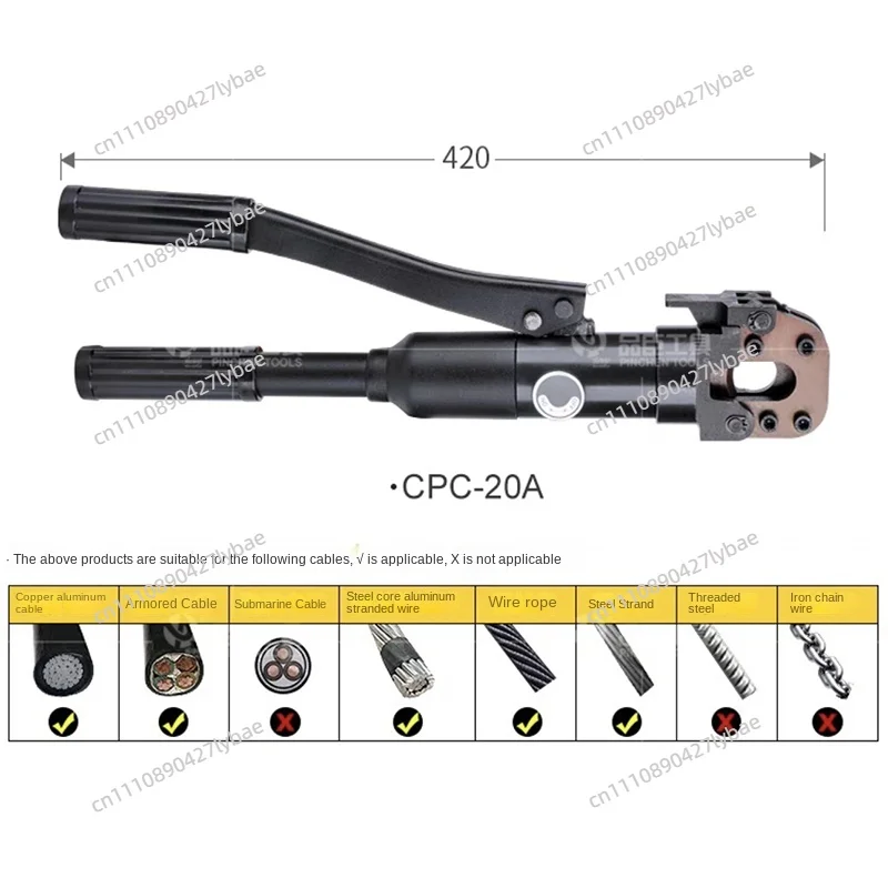 Surprise Price Portable liquid CPC-20A manual cable cutter for cutting steel strands and wire ropes under 20mm