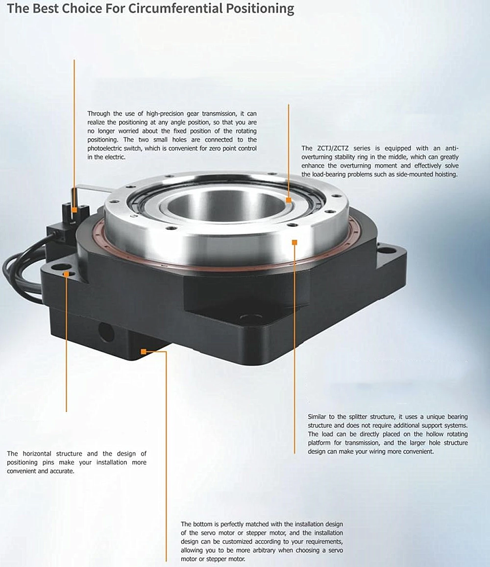 High Precision 1 Arcmin 360 Degree Turutable Hollow Rotating Platform Divider 80mm Servo Motor 10:1/18:1 Reducer Bevel Gearbox