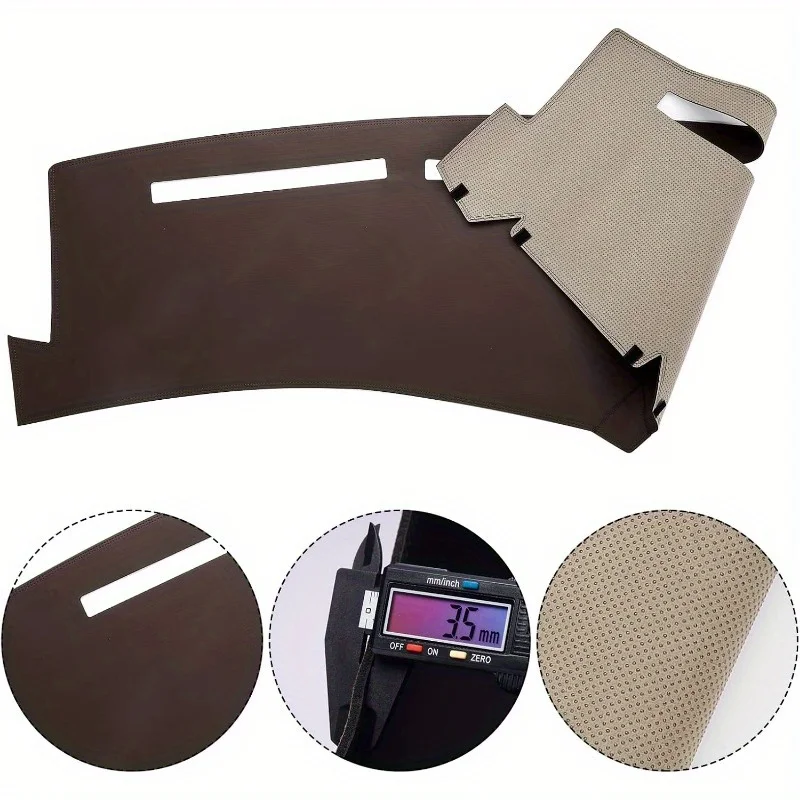 غطاء لوحة القيادة الجلدية لسيارة تشيفي/جي إم سي 1999-2006 (سييرا/سوبربان/تاهو/يوكون، بني، حماية من الشمس) #6