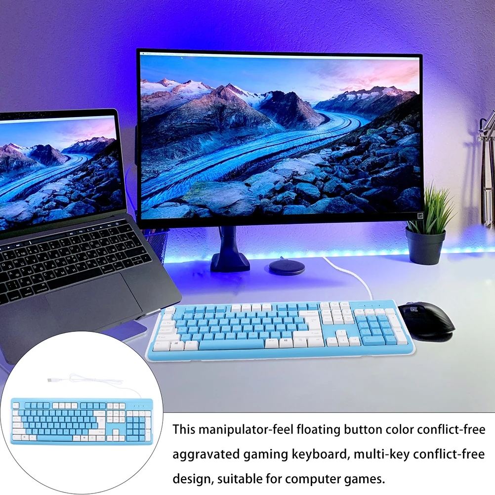 

Mechanical Gaming Keyboard 26 Keys Non-conflict Wired Computer USB Mini Electronic Office Stable Weighted