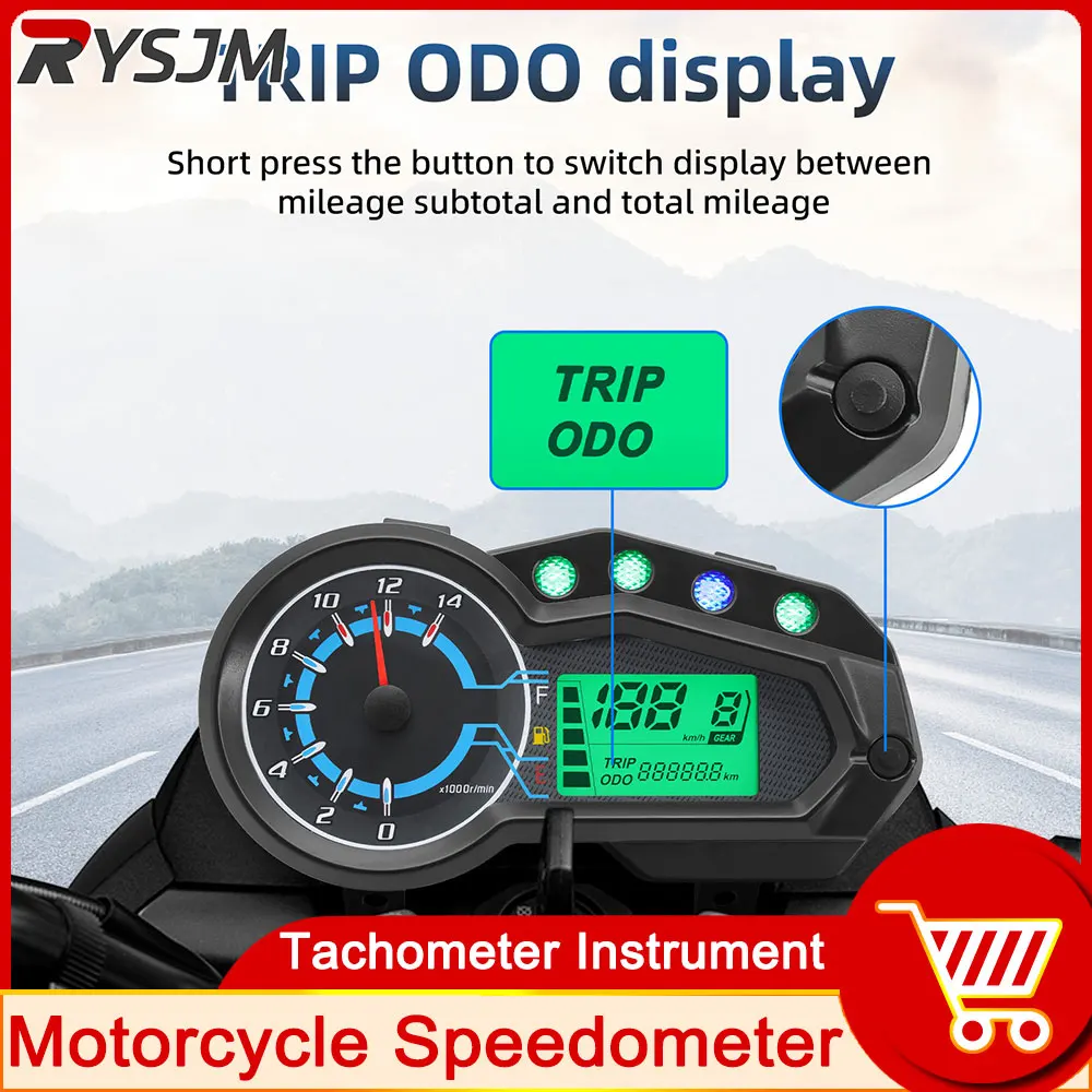 Motorcycle Speedometer Tachometer Instrument Panel Meter For 1,2,4 Cylinder Odometer Total ODO TRIP Motorcycle Dashboard