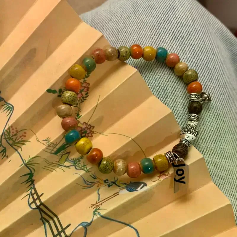 2Pcs Fashion Jewelry National Style Retro Good Luck Koi Colorful Couple Bracelets Popular Holiday Gifts Souvenir