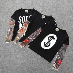 Girls T-Shirt Long Sleeve Cotton Kids Casual Clothes Children Cartoon Tattoo Print T Shirt Toddler Girls Tops Long Sleeves Boys