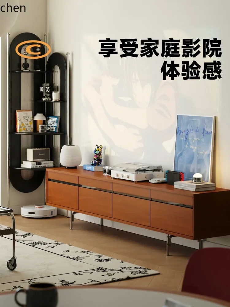 h27- TV Cabinet Solid Wood Wall Cabinet Coffee Table Set Vintage Furniture Natural Wood TV Stand