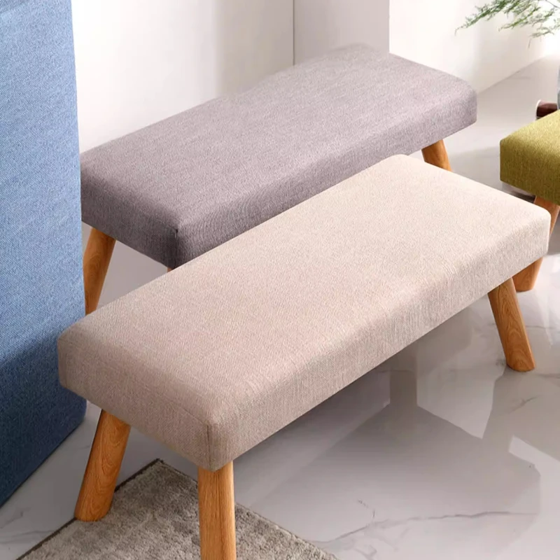 Wooden Upholstered Shoe Bench Entryway Changing Seat for Home Modern Minimalist Long Plush Stool