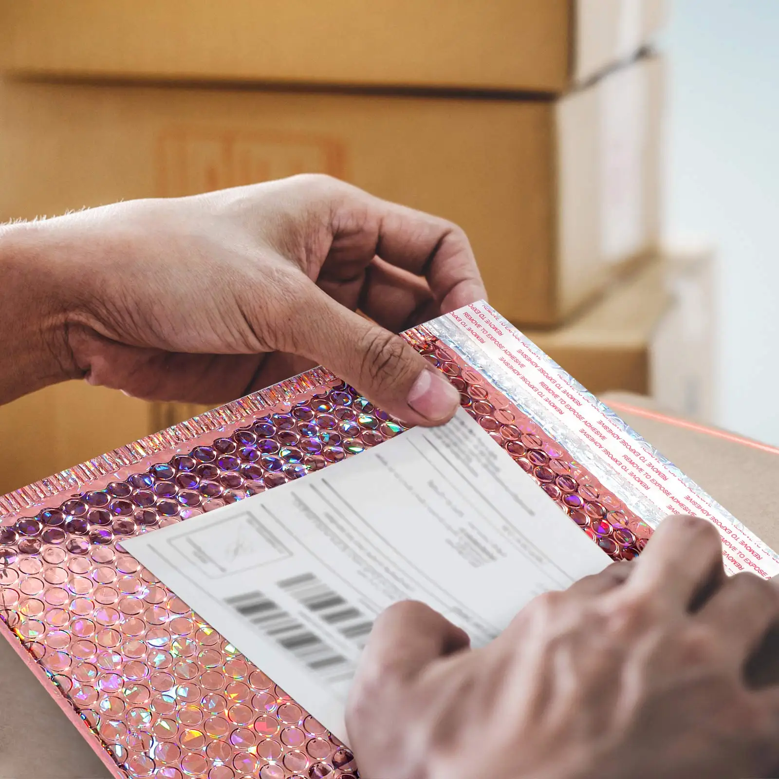 100 Stück holo graphischer Mailer Silber Versand umschlag wasserdichte Kuriert asche gepolsterte Blase Umschläge Packt asche für den Versand