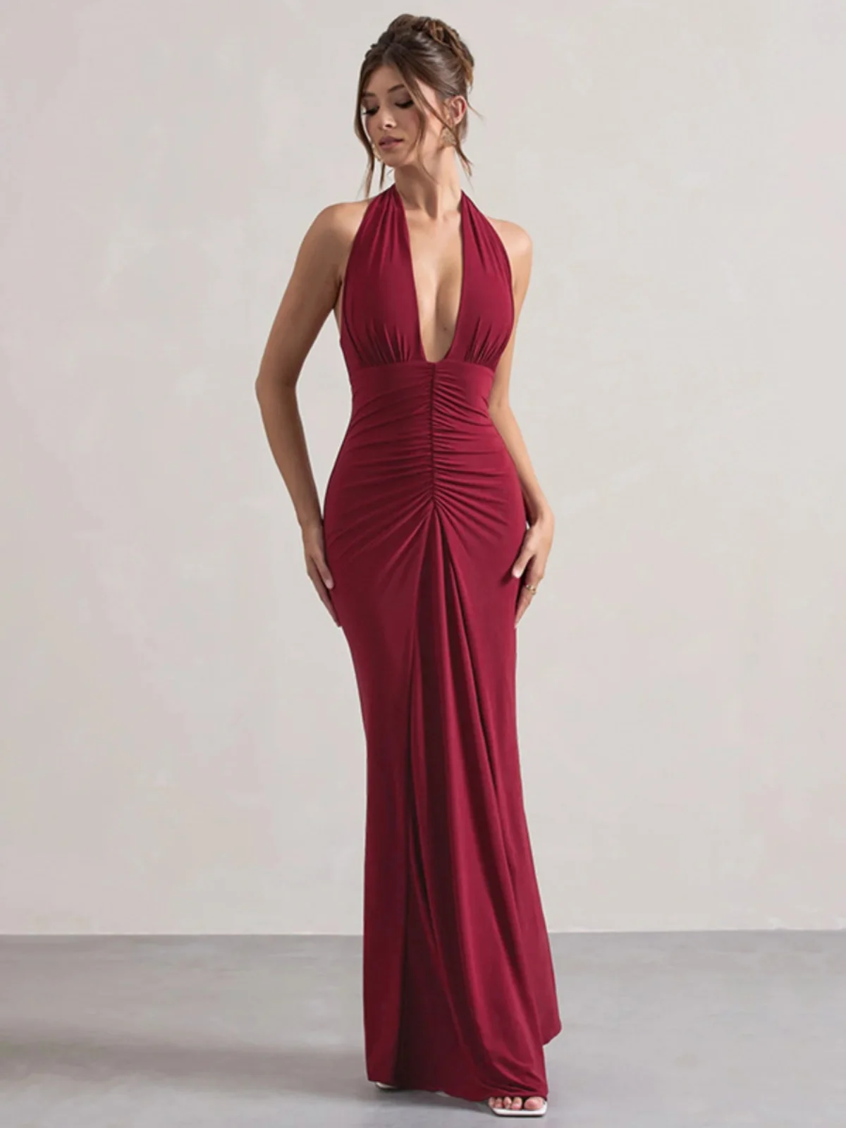 

Slim Fit Pleated Dress For Slimming Effect Slim-fit Pleated Slim Dress