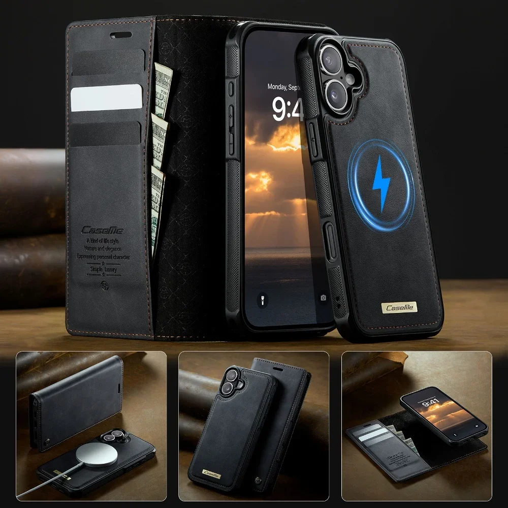 

Removable Flip Phone Cover For iPhone 16e 15 Pro Max 14 Plus 13 12 Pro 11 Pro With 2 In 1 Case Supports Wireless Charging