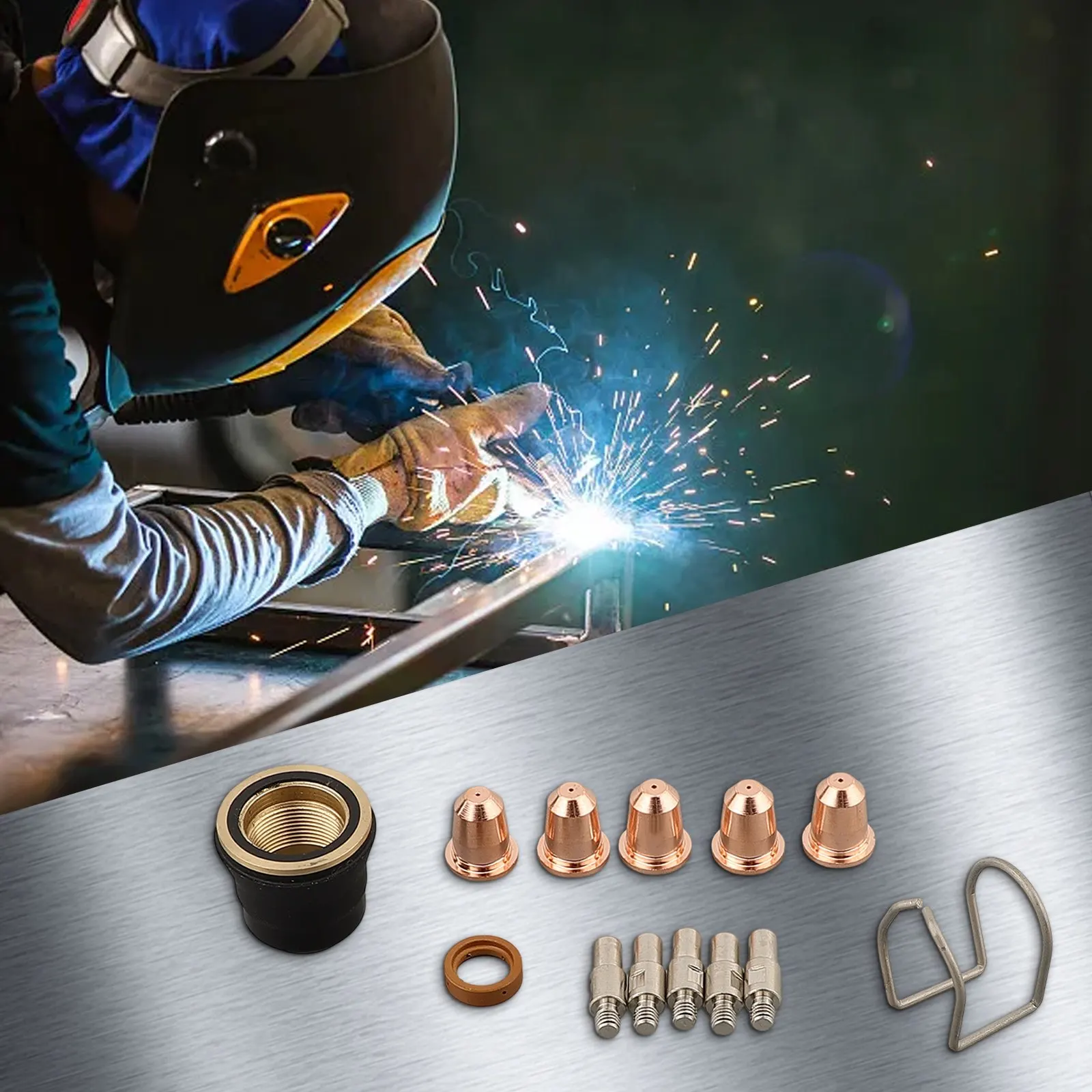 

Plasma Cutter Torch Electrode PD0116-08 PR0110 Replacement Tips Kit Tool Kit 13pcs 1Set Consumable Factory Workshop 2022