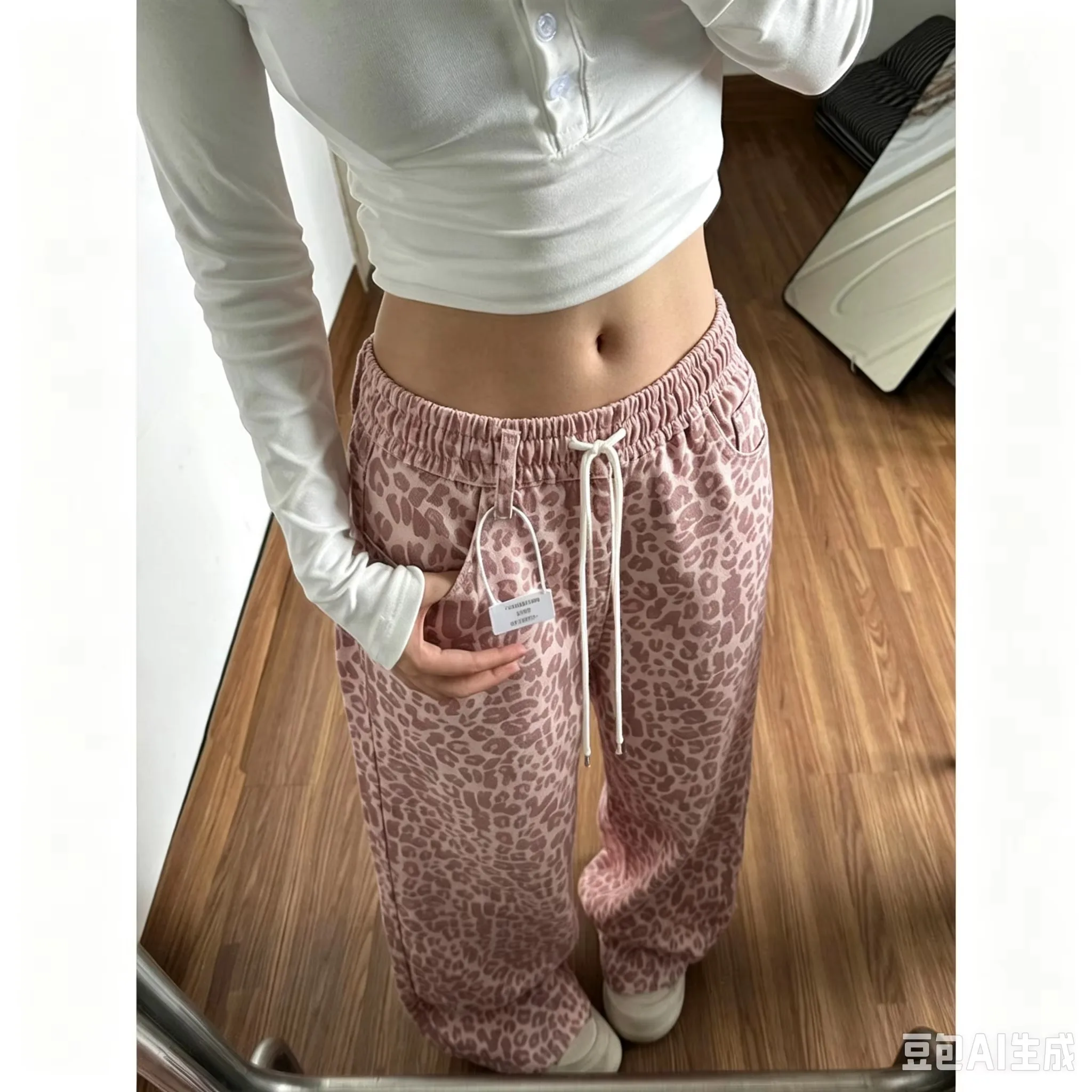 Sommer Unisex 3D Rosa Leopardenmuster Schnell Trocknende Gerade Hose Hip-Hop Street Sport Lässig Atmungsaktiv – Detail 5