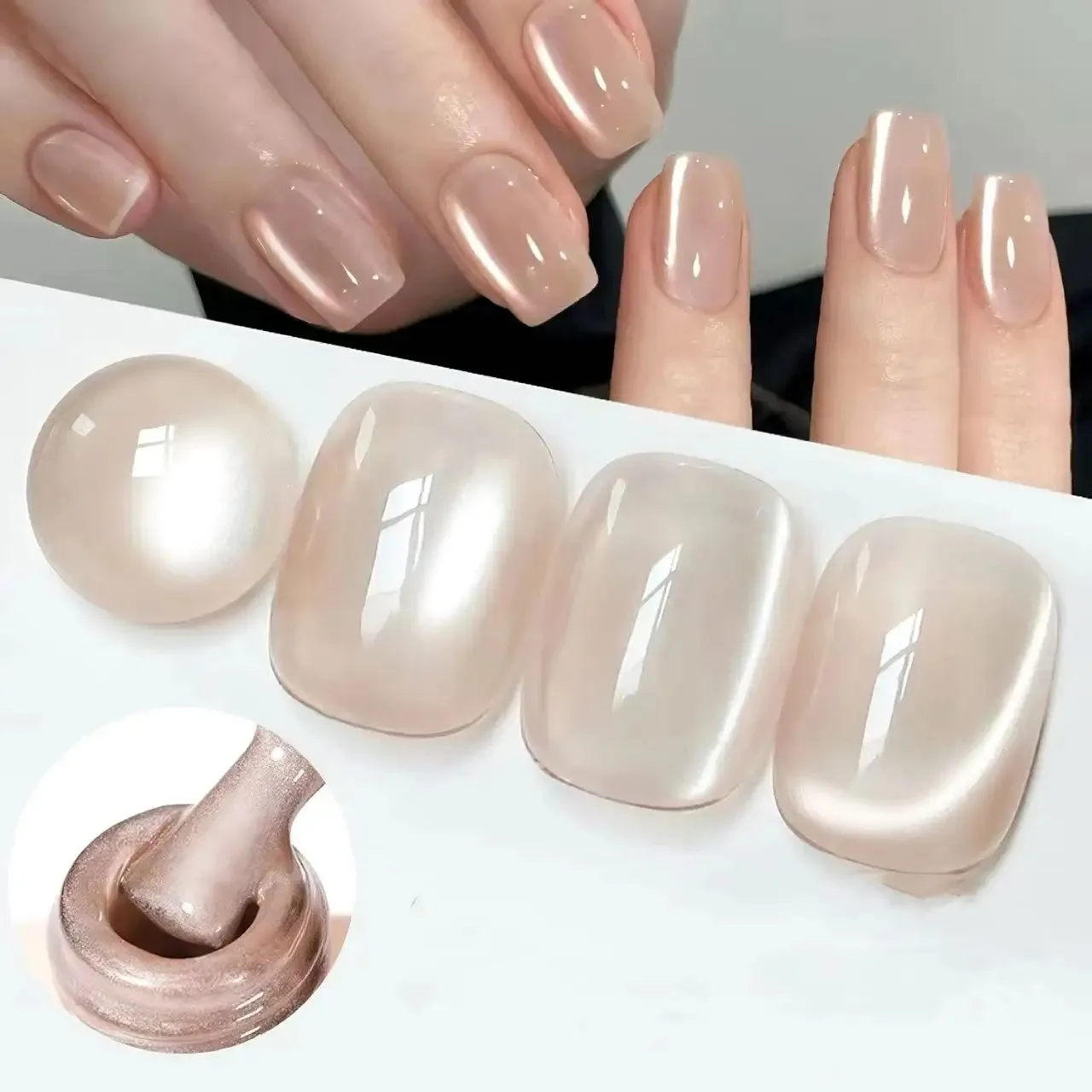 15 مللي ضوء الماء القط المغناطيسي هلام مسمار البولندية الشمبانيا اللون شبه دائمة للإزالة UV هلام كريستال طلاء الأظافر مسمار الفن مانيك #2