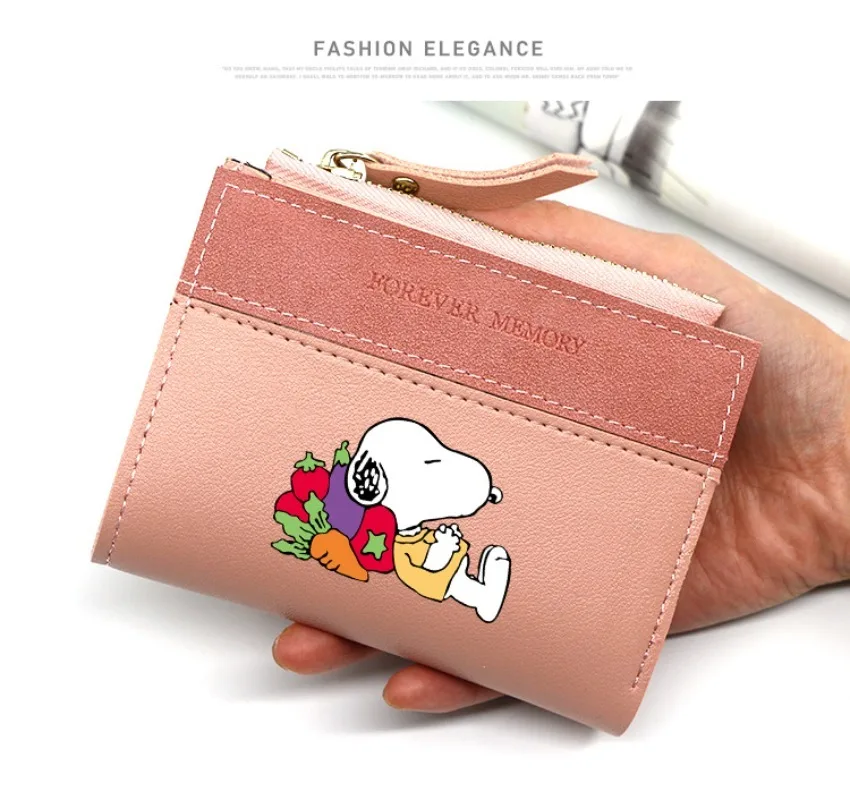 Snoopy kurze Brieftasche Mode neue Damen Kontrast kurze Geldbörse Cartoon Quaste Reiß verschluss Multi Card Slot Geld Pack kleine Brieftaschen Frauen