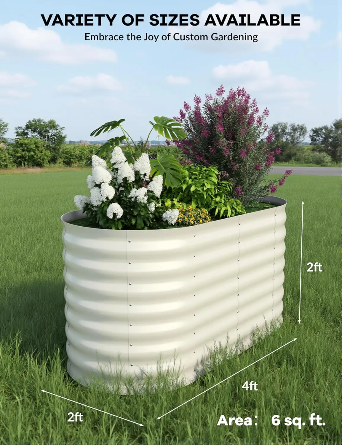 سرير حديقة مرتفع مجلفن 4 × 2 × 1 قدم، أسرة حديقة معدنية مرتفعة، صناديق زراعة خارجية، تخليص لزهور الخضروات والبستنة