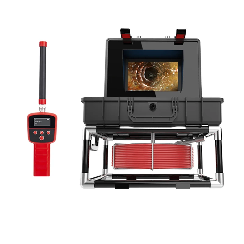 

Dearsee 10 Inch Monitor DVR Pipe Inspection Camera 512HZ Locator Self Leveling Sewer Snake Camera