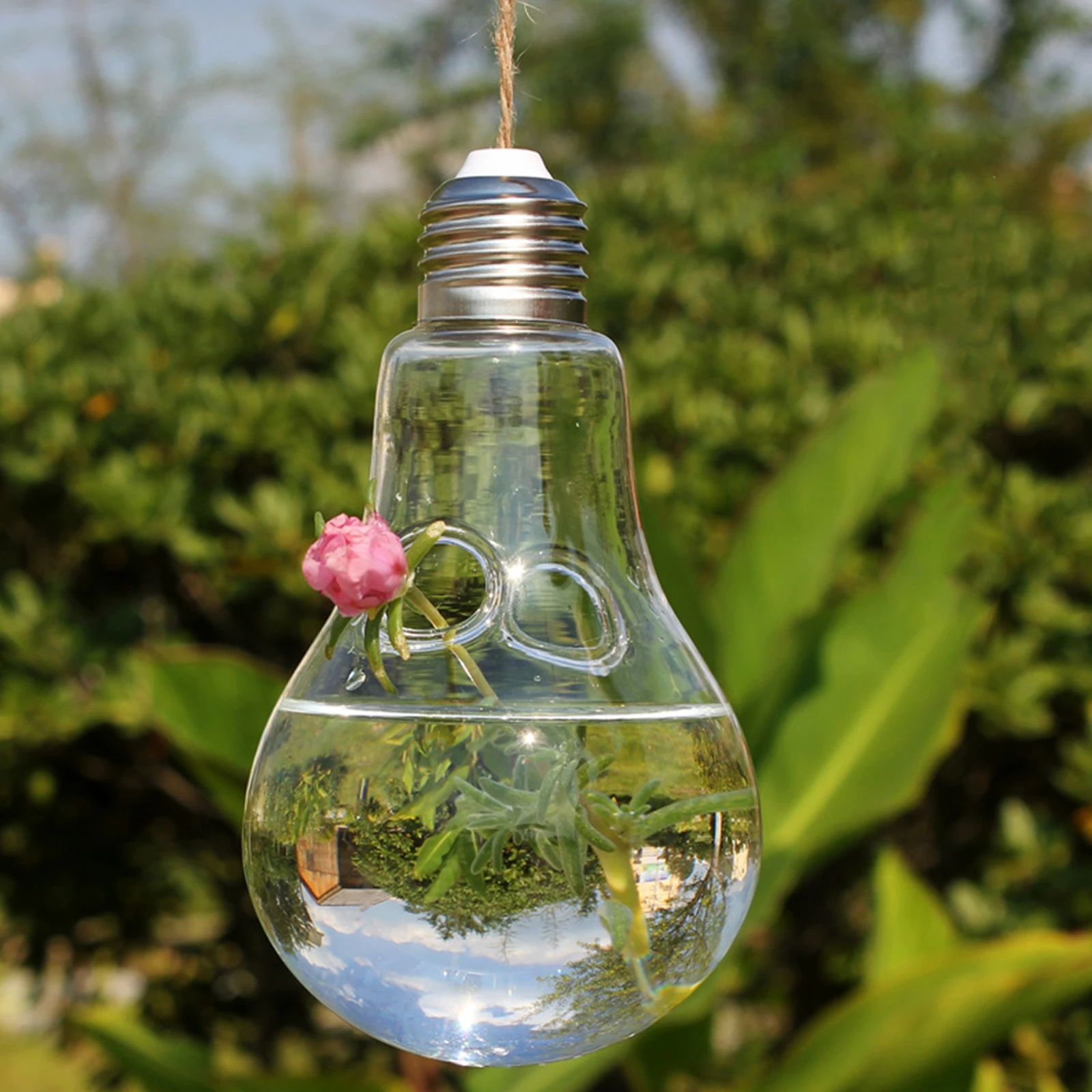 

2Pcs Glass Lightbulb Shaped Vase Succulent Flower Arrangement Hydroponic Hanging Vase Creative Home Decor Terrarium Ornament