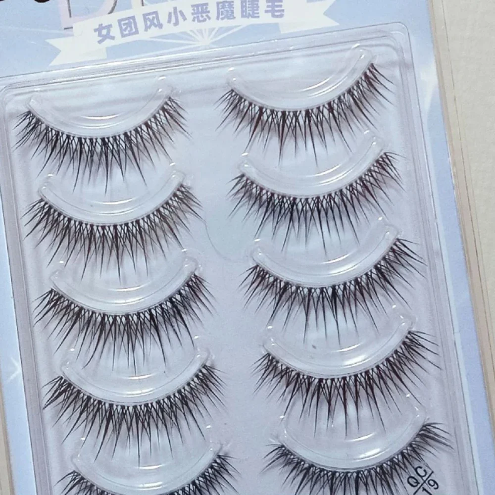 5 أزواج من الرموش الصناعية الطبيعية السميكة الكثيفة جلدة كاريكاتير الشيطان الصغير تايلاند نمط رقيقة جدا رموش زائفة موضة ماكياج العين