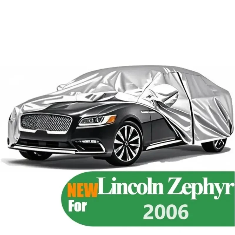 

Five-Layer 210D All-Weather Waterproof Full Car Cover for Lincoln Zephyr 2006 Sun Rain Snow Protection Silver Oxford Fabric