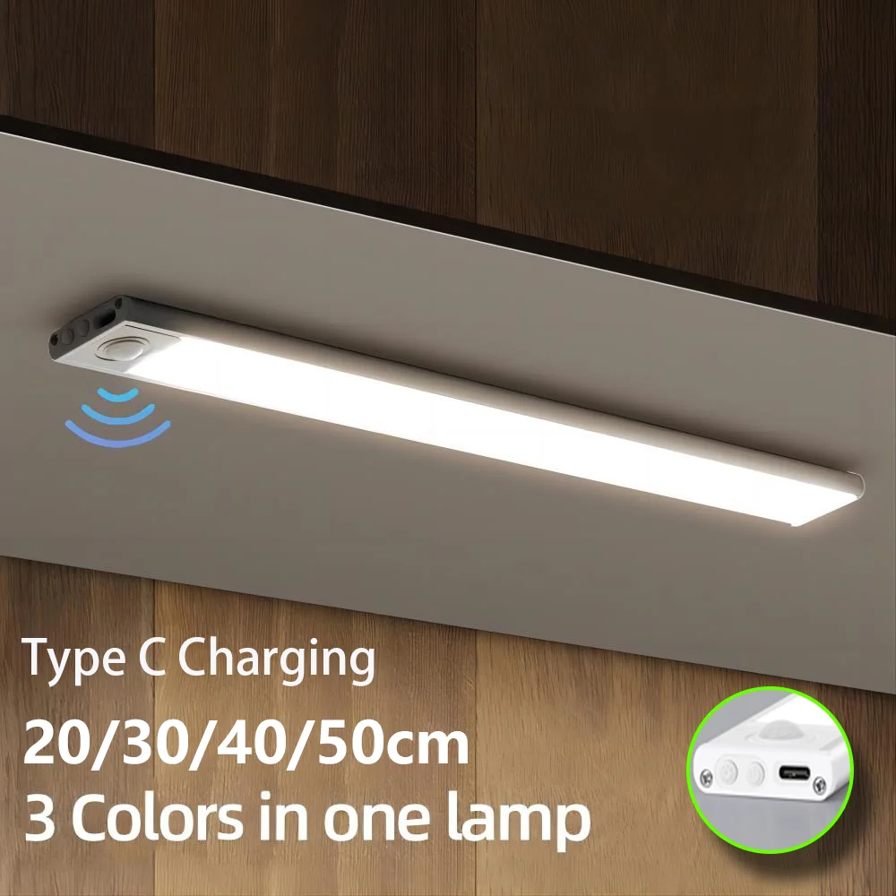 Under Cabinet Light Motion Sensor Light Ultra-thin LED For Kitchen Cabinet Bedroom Wardrobe Indoor Lighting Type-c Night lights