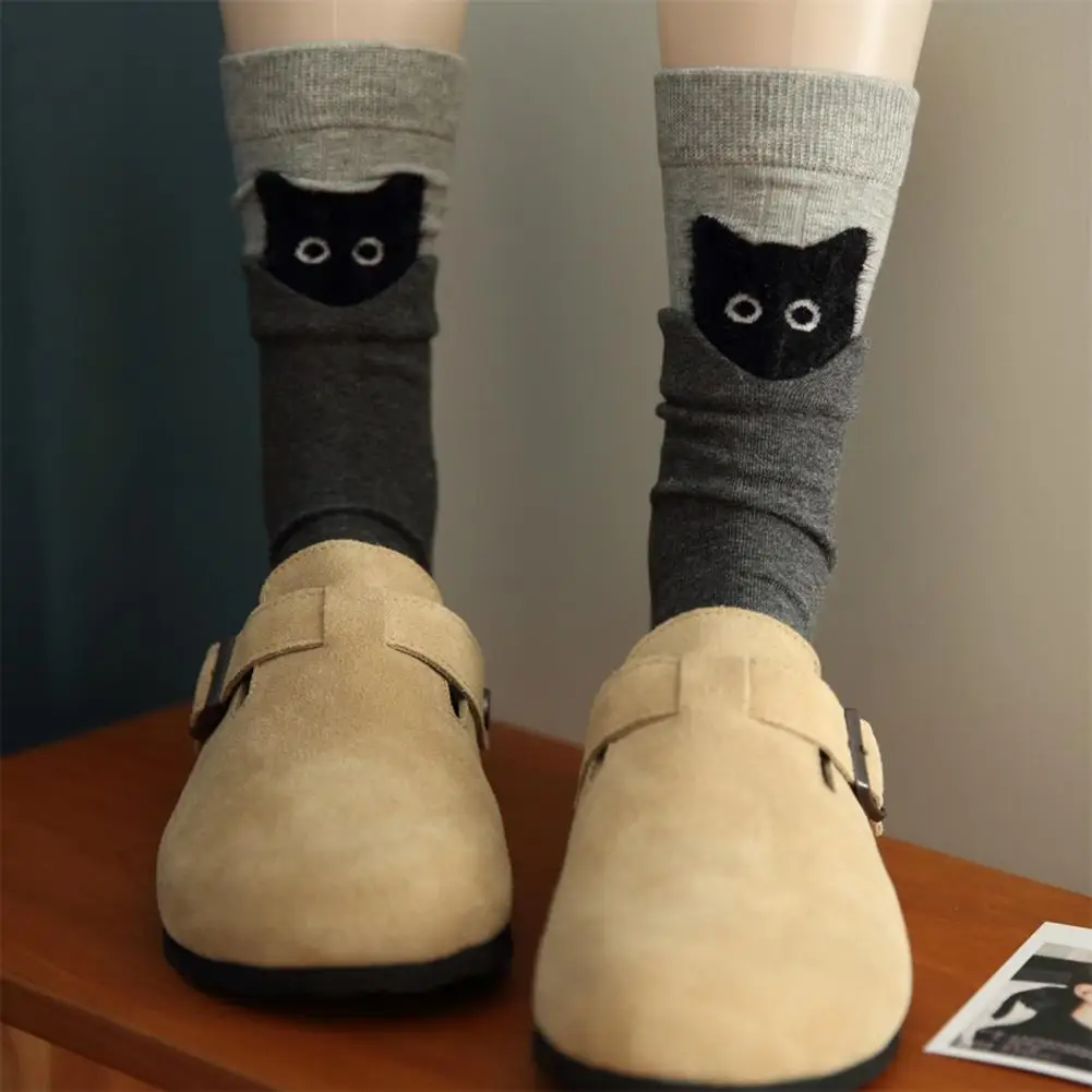 الرجال النساء الجوارب لطيف الكرتون القط الجوارب للرجال النساء الرطوبة فتل محبوك منتصف العجل تمتد طاقم الجوارب الخريف الشتاء الرياضات