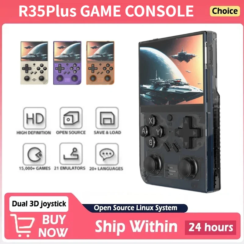 

Портативная игровая консоль R35 Plus Retro 2026 с новой системой Linux, 3,5-дюймовым IPS-экраном и 256 ГБ игр