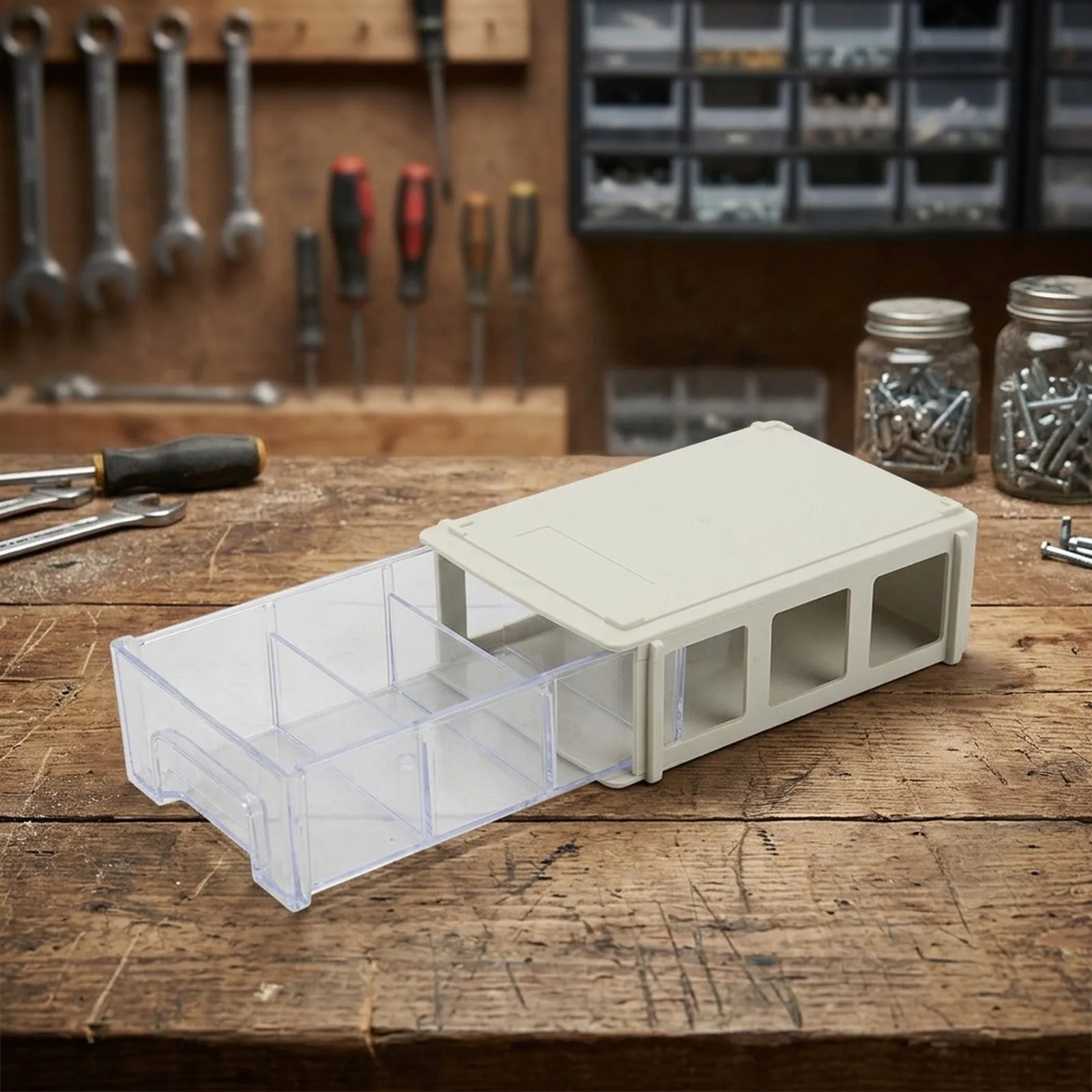 Clear Drawer Organizer For Tools Tool Storage Component Organizer 140*90*40mm Stackable Toolboxes Convenient Design