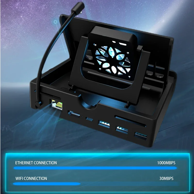 Imagem -06 - Asus Rog Ally Docking Station com Ventilador de Refrigeração Hdmi 4k @ 60hz Suporte Ajustável Gigabit Ethernet Suporte Antiderrapante para Rog Ally